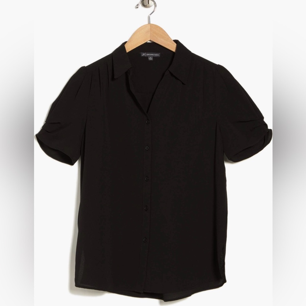 NWT Adrianna Papell Puff Sleeve Button Up Top Sz XL